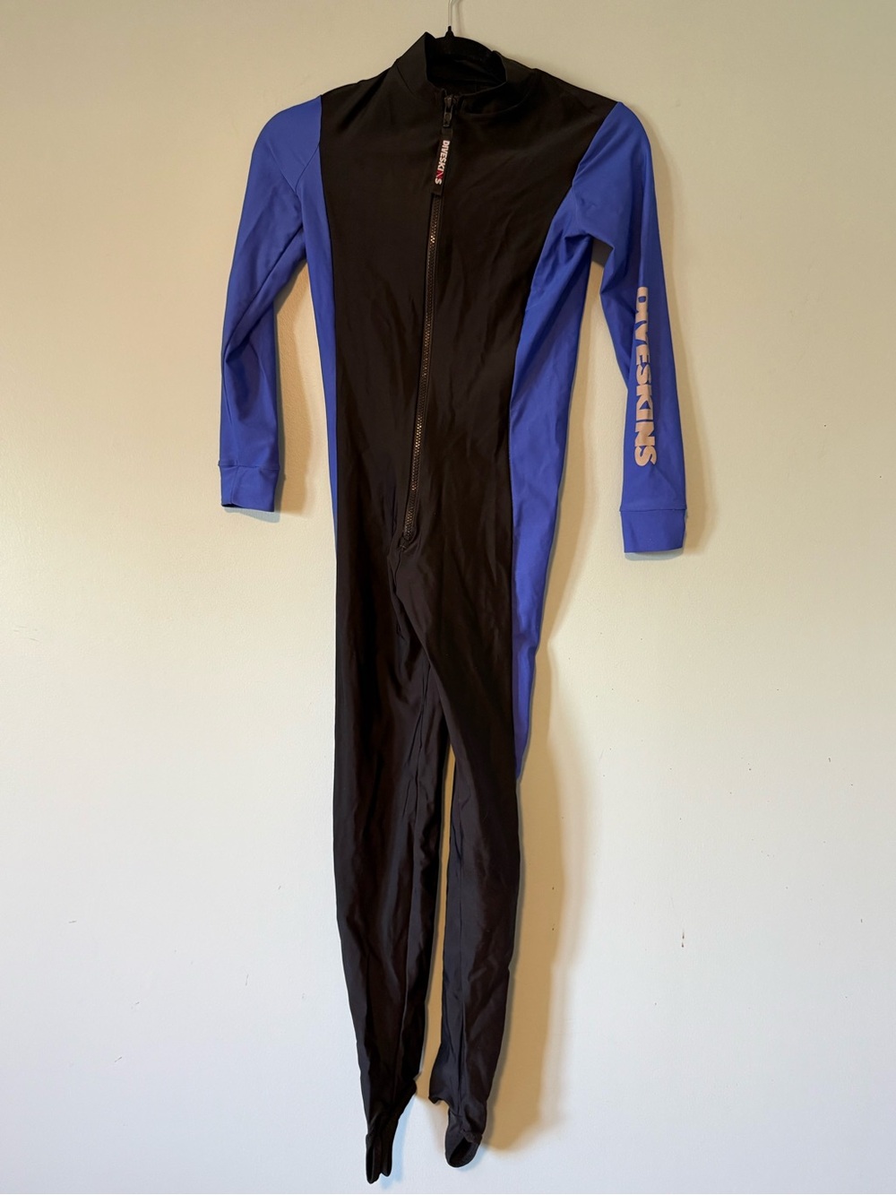 Diveskins Women’s full body Rashguard Black + Royal Blue Full Zip Swim Suit